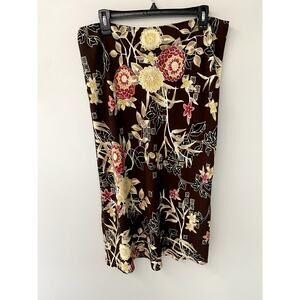 Kathy Lee Collection Brown Floral Womens Maxi Skirt Sz 14